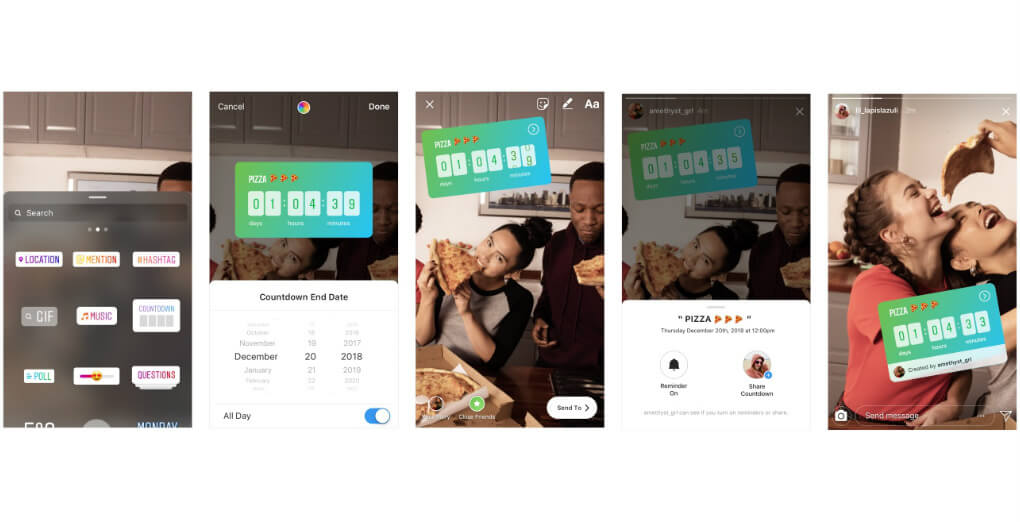 example of Instagram stories countdown stickers